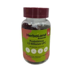 HerbaLand Gummies Probióticos 2.5 billones UFC, 60 gomitas sabor frutilla